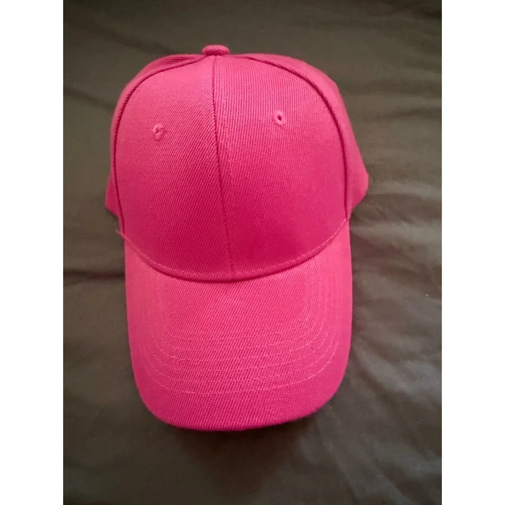 Hot Pink Baseball Cap Wool Blend Adjustable Hook and Loop Hat Magenta